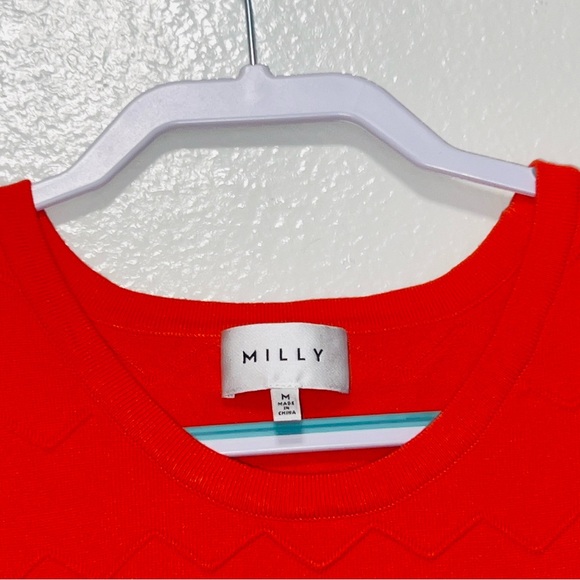 Knit Mini Dress MILLY Women Medium Textured Stretch Fabric Scoop Neck A Line - Picture 4 of 9